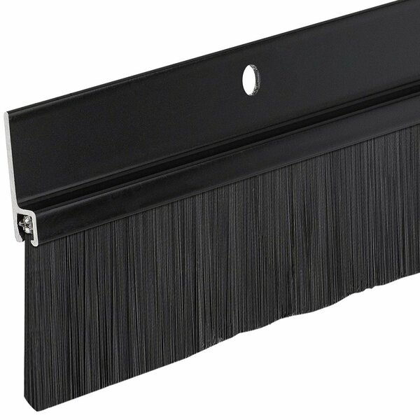 3' Black Aluminum Brush Door Sweep For Gap Up To 1 1/2